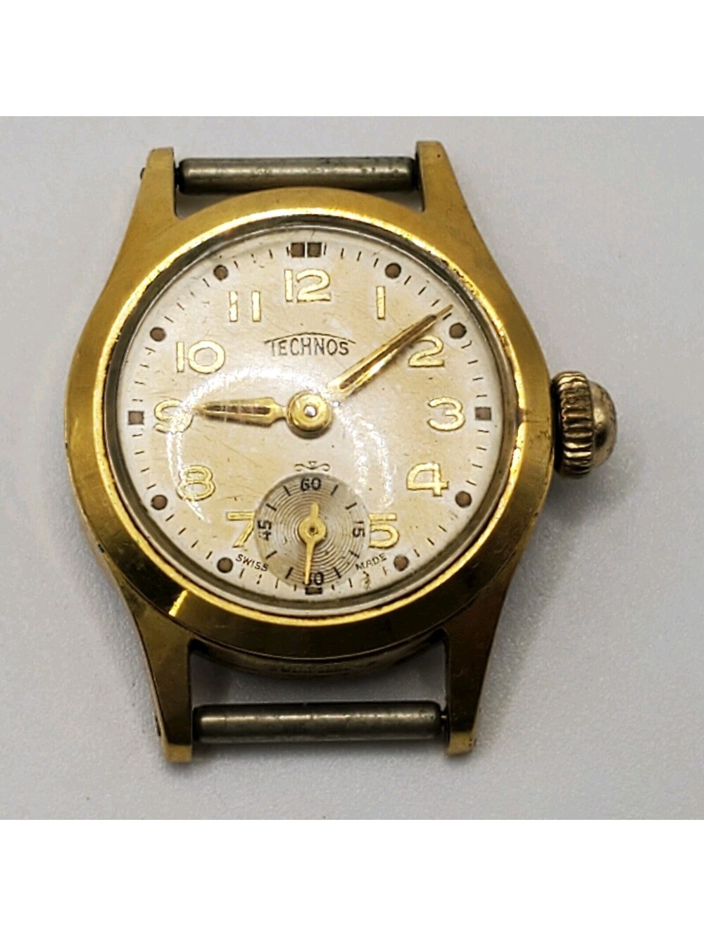 Vintage Technos Gold Filled 20 Microns Sub Dial Mechanical Watch Women Running - Picture 1 of 12